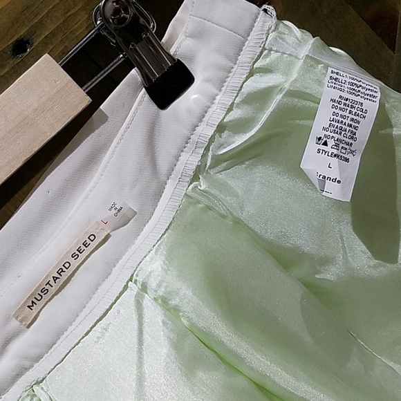 MUSTARD SEED LIGHT GREEN SKIRT W WHITE LACE OVERLAY PLEATED MINI FAIRY WHIMSICAL - Picture 8 of 8